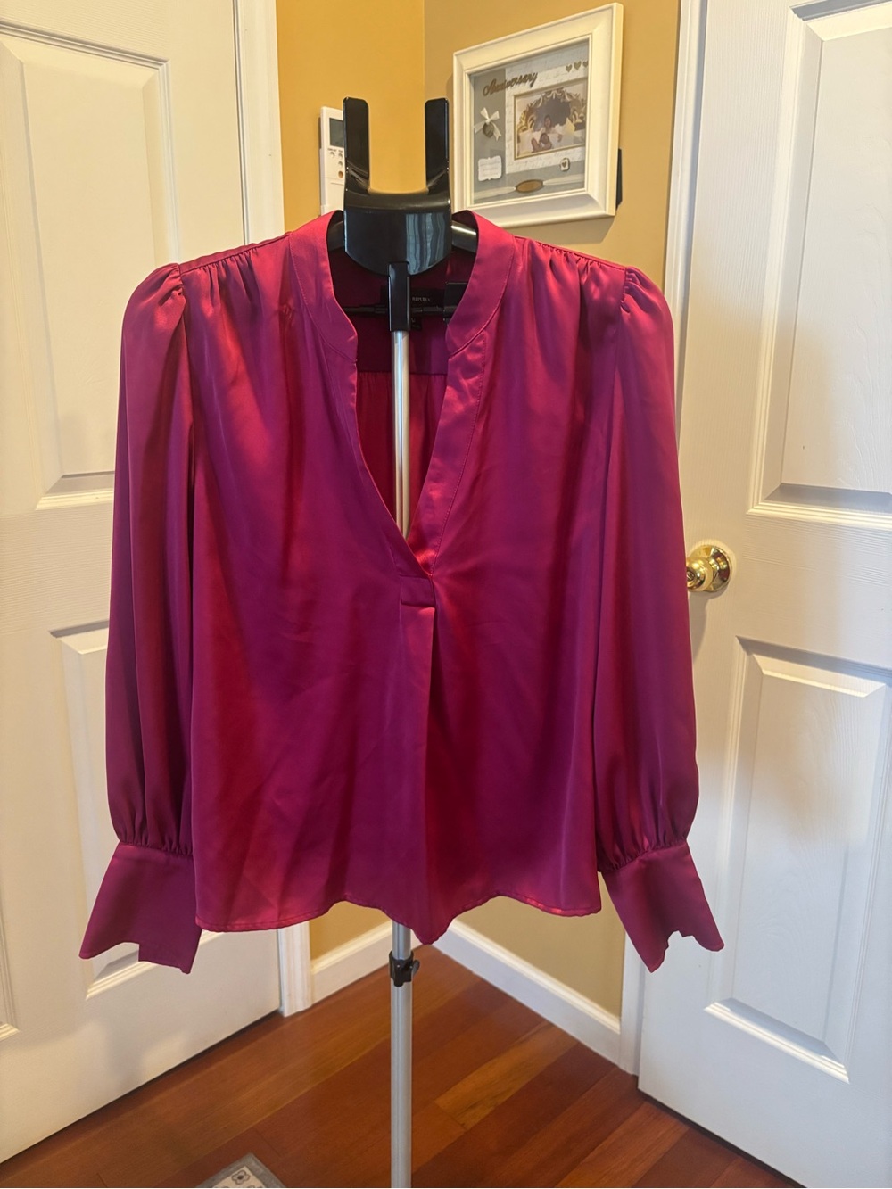 Banana Republic Satin Blouse in Fuchsia Pink